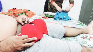 Desi Catches Stepson Masturbating On Her Bra Panty Than Helping Him To Cum With Hindi Voice - 2 image