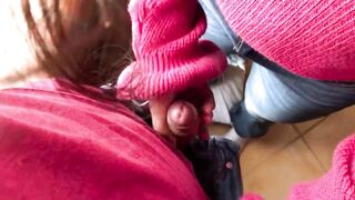 Hot babe schoolgirl stepsister fucks her stepbrothers hard dick and drink his cum after school class with a hot blowjob