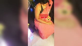 Pink saree seduction by tamil mum - 12 image