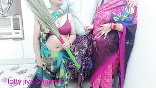 XXX Beautiful Indian aunty shared his husband with maid!! Hindi latest 2022 hot threesome sex - 13 image