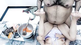 Indian Hot Wife Without Bra Panty Cooking In Kitchen Has Anal Sex With Cuckold Husband - 14 image