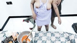 Indian Hot Wife Without Bra Panty Cooking In Kitchen Has Anal Sex With Cuckold Husband - 2 image