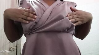 Desi Milf Sexybitch pressing her Big Boobs and taking Naked Bath after coming from Office - 2 image