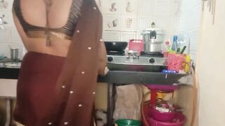 Horny Sali get fucked in kitchen while working by jija ji - 2 image
