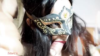 SXWCH II Positive Energy Masked Blowjob Sloppy Cum On Tits - 2 image
