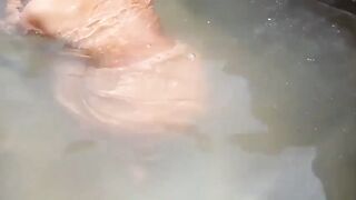 Desi Indian Teen Girl Bathing Outdoors Showing Natural Big Boobs - 7 image