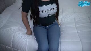 tremendous ass of my friend's girlfriend with tight jeans. real orgasm and creampie. She left my semen inside her pussy - 1 image