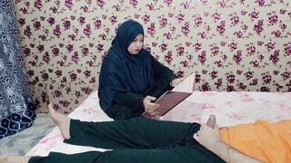 Muslim Hijab Student Caught me jerking off in Study Room - 1 image