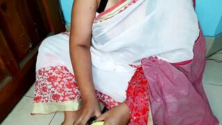 (Family Sex) StepMom chopping vegetable suddenly saree fell from her chest i seeing big tits & fucked Her-Cum on her ass - 1 image