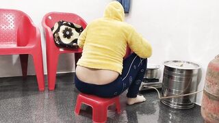 Indian Desi chubby couple fucking in the kitchen with boyfriend hordcore doggy style - 2 image