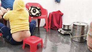 Indian Desi chubby couple fucking in the kitchen with boyfriend hordcore doggy style - 4 image