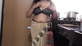 Indian Stepmom Disha Kitchen Striptease & Fucked by Stepson - 2 image