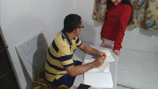 Turning my Indian brother-in-law on at work, he gives me a good blowjob and penetrates my juicy tight pussy - 1 image