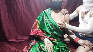 Pahli bar bhabhi green sharre me hard chudai - 6 image